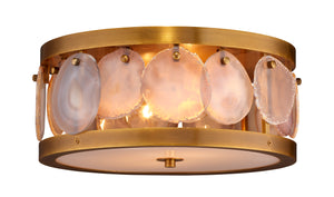 Small Upsala Agate Flush Mount Ceiling Light - Antique Brass w/ Acrylic Diffuser