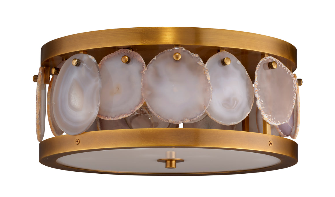 Small Upsala Agate Flush Mount Ceiling Light - Antique Brass w/ Acrylic Diffuser
