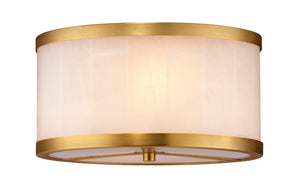 Small Upsala Alabaster Flush Mount Ceiling Light - White Alabaster & Antique Brass w/ Acrylic Diffuser