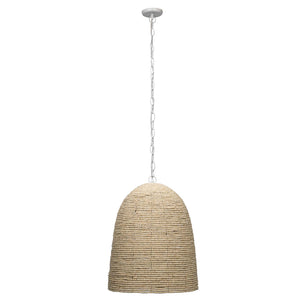 Mango Wood Beads Pendant with White Iron Chain
