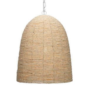 Mango Wood Beads Pendant with White Iron Chain