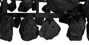 Vulcan Chandelier, Black Metal with Black Rocks