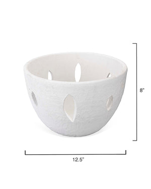 Decorative Ceramic Bowl with Cutouts – Matte White