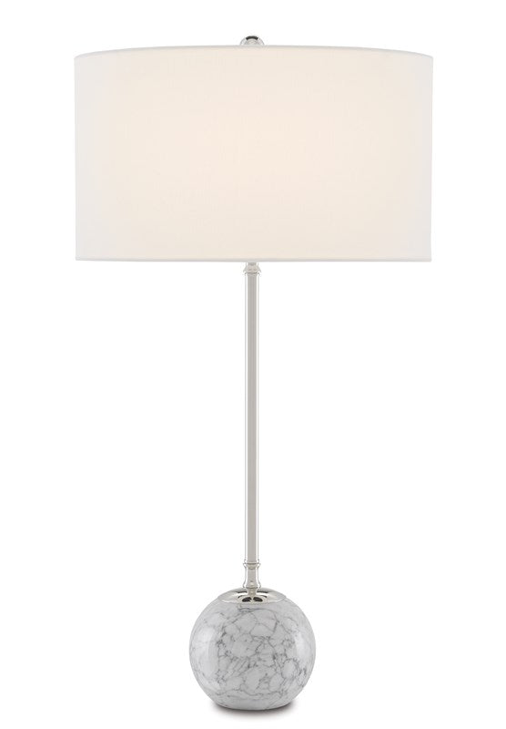 Currey and Company Villette Polished Nickel White Table Lamp