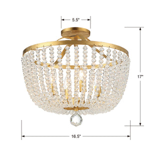 Rylee 4 Light Antique Gold Ceiling Mount