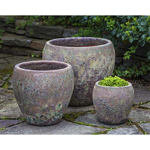 Green Mist Angkor Glazed Terra Cotta Planters - Set of 3