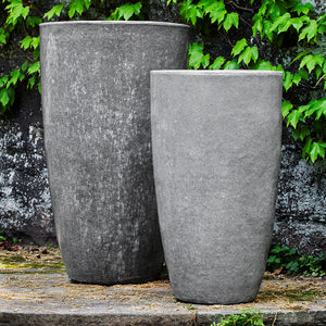 Snow Monkey Grey Tall Tapered Terra Cotta Planters - Set of 2
