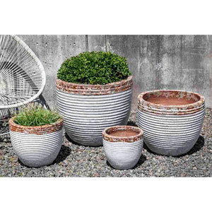 Beachcomber White Two-Tone Glazed Terra Cotta Planters - Set of 4