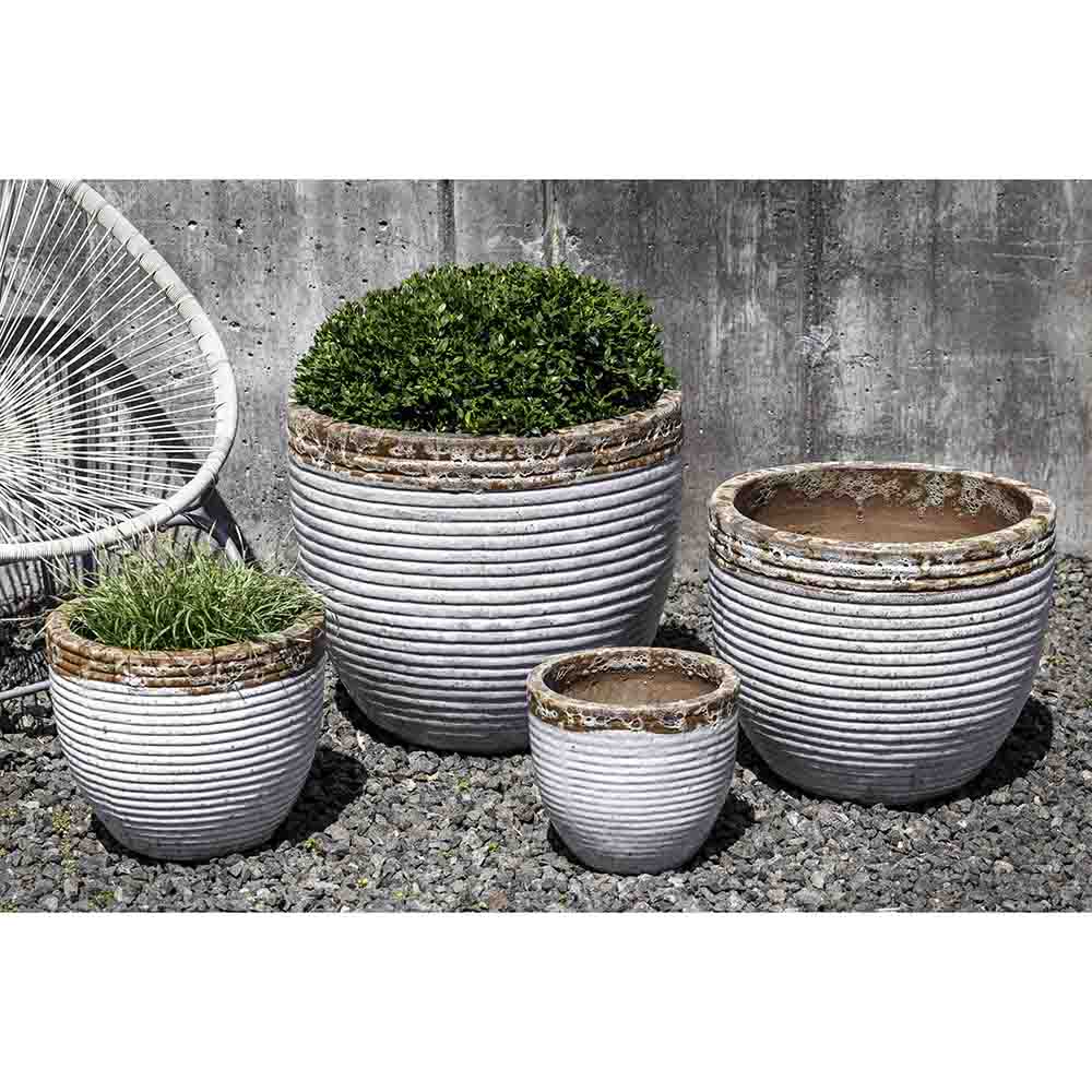 Beachcomber White Two-Tone Glazed Terra Cotta Planters - Set of 4