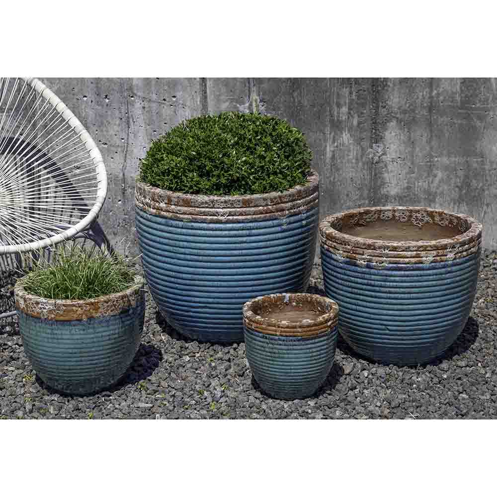 Beachcomber Aqua Two-Tone Glazed Terra Cotta Planters - Set of 4