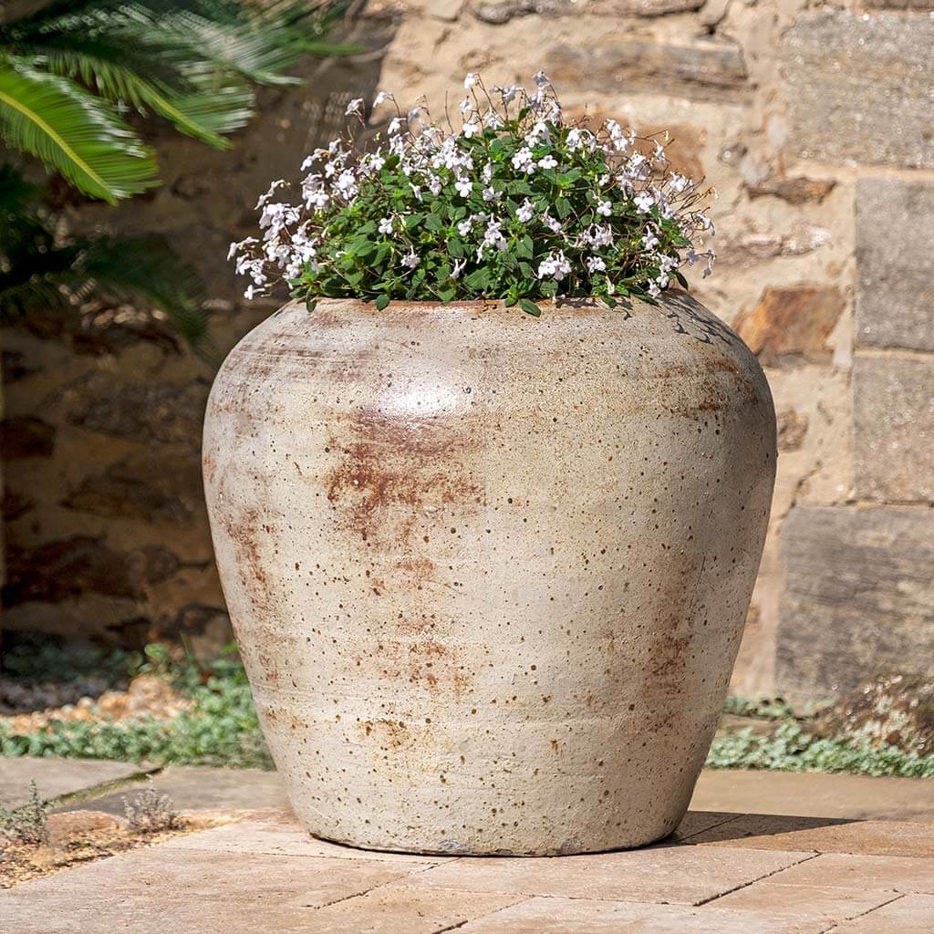 Large Terra Cotta Jar Planter - Crema Antico