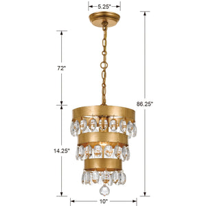 Perla 1 Light Antique Gold Mini Chandelier