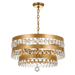 Perla 5 Light Antique Gold Chandelier