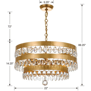 Perla 5 Light Antique Gold Chandelier