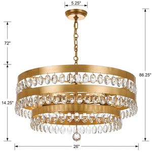 Perla 6 Light Antique Gold Chandelier
