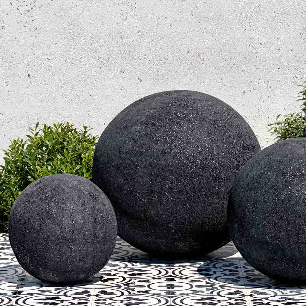 Volcanic Coral Angkor Glazed Terra Cotta Spheres - Set of 3