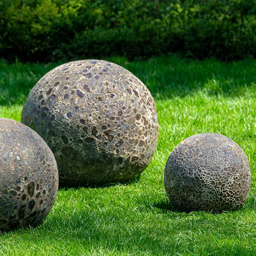 Fossil Grey Angkor Glazed Terra Cotta Spheres - Set of 3