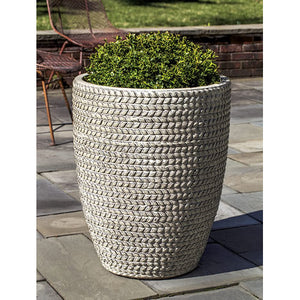 Cream Glazed Terra Cotta Sisal Weave Planters - Set of 3