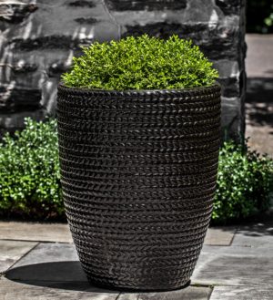 Tall Black Sisal Weave Terra Cotta Planters - Set of 3