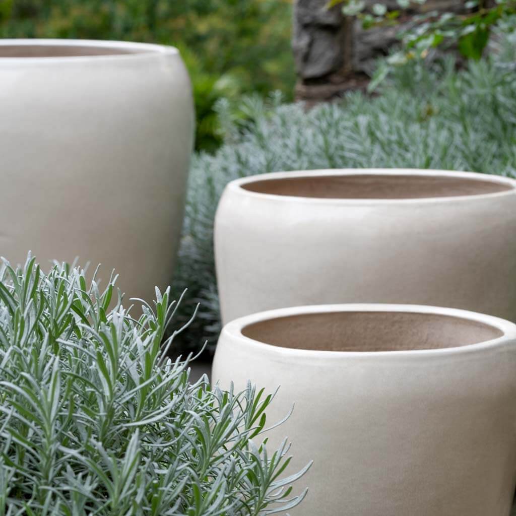 round plant pot Ellesmere Simple Round Planter - Cream Set of 3