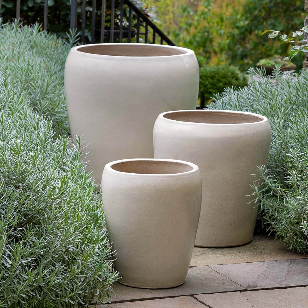 round pot planter Ellesmere Simple Round Planter - Cream Set of 3