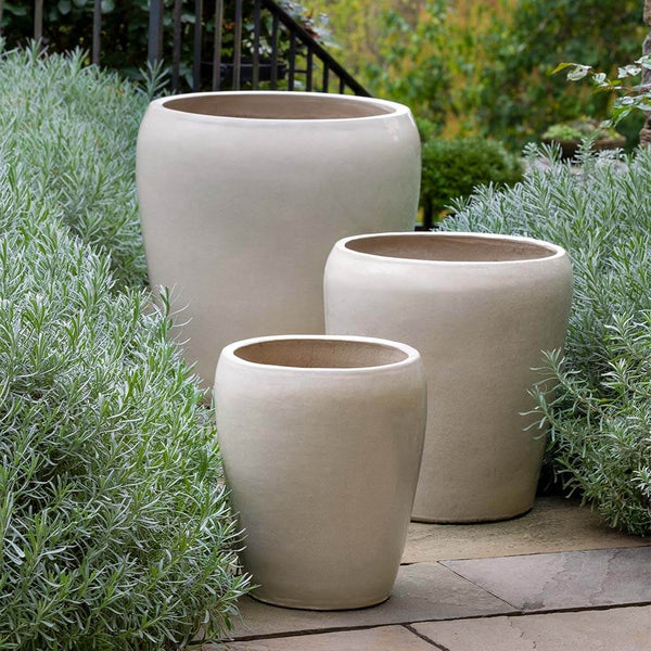 cream plant pot Ellesmere Simple Round Planter - Cream Set of 3