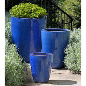 Marta Round Tapered Tall Planter in Riviera Blue - Set of 3