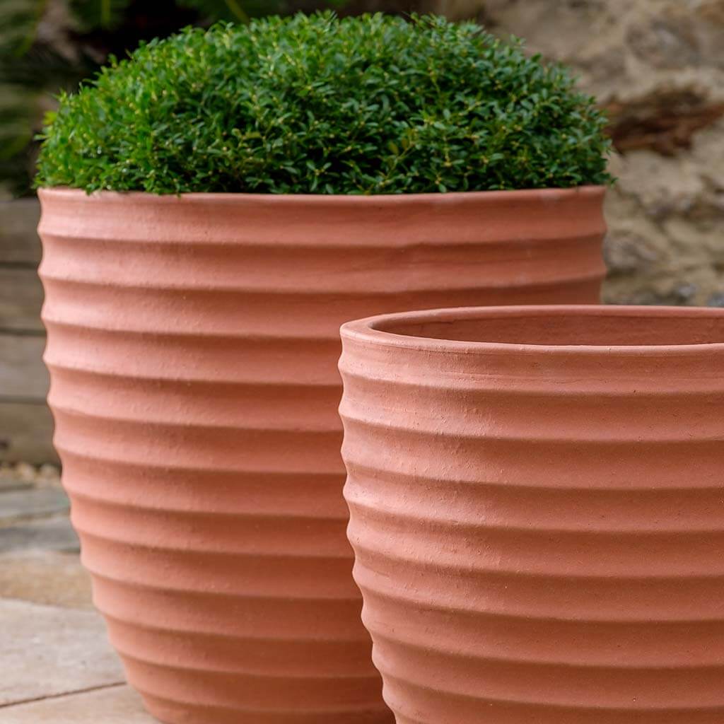 ribbed plant pots Linea Ribbed Planter - Terra Rosa (Set of 3)