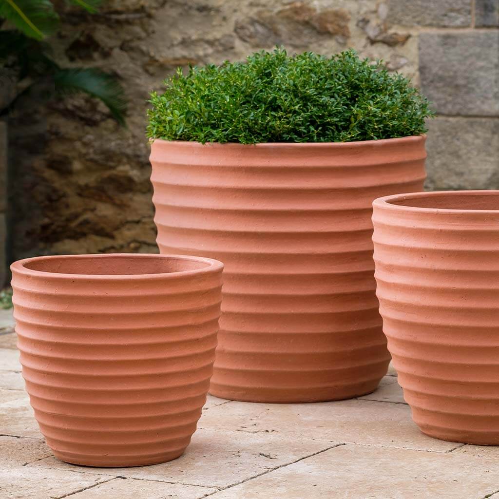 Linea Ribbed Planter - Terra Rosa (Set of 3)