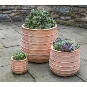 Ridged Terra Cotta Planters - Set of 3