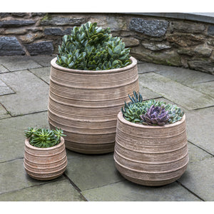 Ridged Antico Terra Cotta Planters - Set of 3