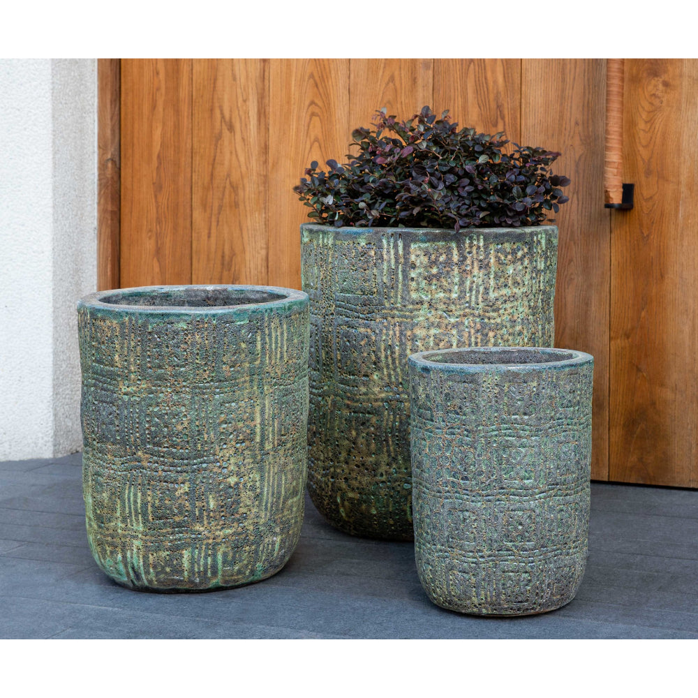 Eero Aged Tall Planter in Green Mist - Set of 3