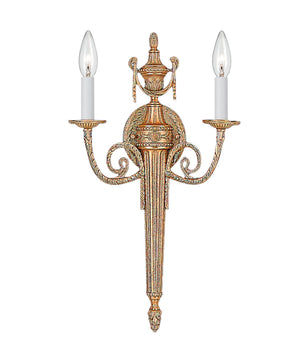 Crystorama 2 Light Matte Brass Cast Brass Wall Mount