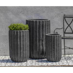 Volcanic Coral Glazed Terra Cotta Tall Fluted Planters - Set of 3