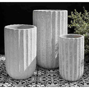 White Tall Fluted Coral Terra Cotta Planters - Set of 3