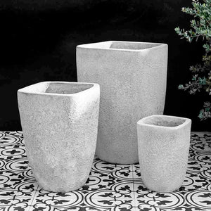 White Faux Coral Tapered Square Terra Cotta Planters - Set of 3