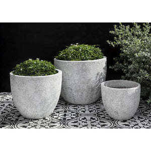 Caipirinha Textured Round Planter in White - Set of 3