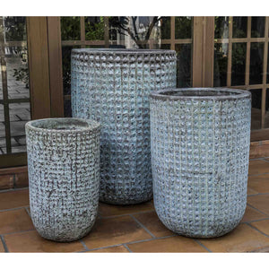 Escada Tall Textured Planter in Verdigris - Set of 3