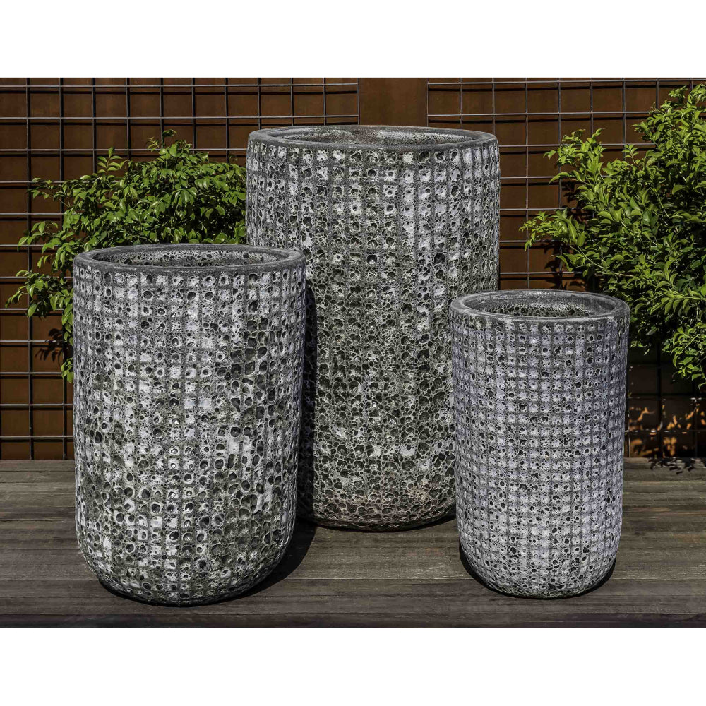 Escada Tall Textured Planter in Fossil Grey - Set of 3