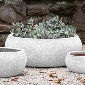 Angkor Terra Cotta Bowl Planter - White Coral (Set of 3)