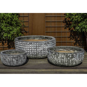 Escada Low Textured Planter in Fossil Grey - Set of 3
