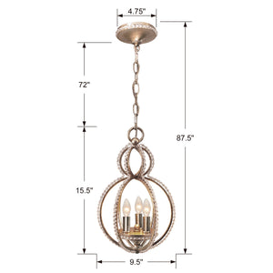 Garland 3 Light Crystal Bead Mini Chandelier