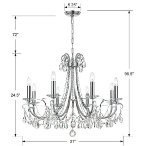 Othello 8 Light Clear Crystal Polished Chrome Chandelier