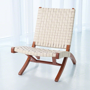 Safari Woven Leather Chair - Ivory