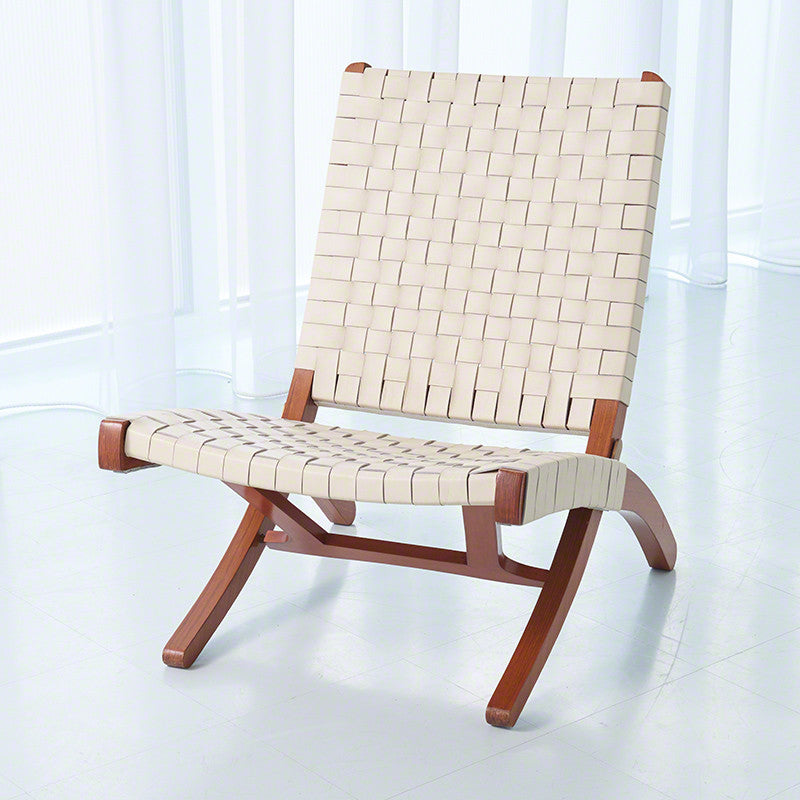 Safari Woven Leather Chair - Ivory