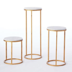 Round Pedestal Tables (3 Sizes Available) - Gold & Marble