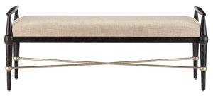 Currey and Company Perrin Natural Bench - Ebonized Taupe/Silver Granello