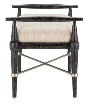 Currey and Company Perrin Natural Bench - Ebonized Taupe/Silver Granello