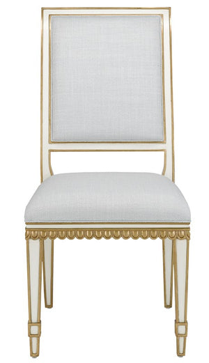 Currey and Company Ines Mist Ivory Chair - Ivory/Antique Gold