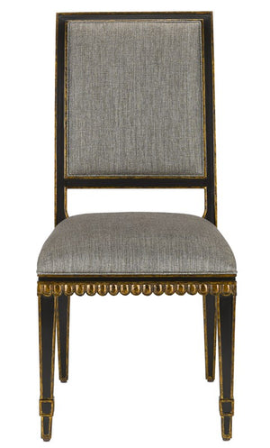 Currey and Company Ines Peppercorn Black Chair - Caviar Black/Antique Gold